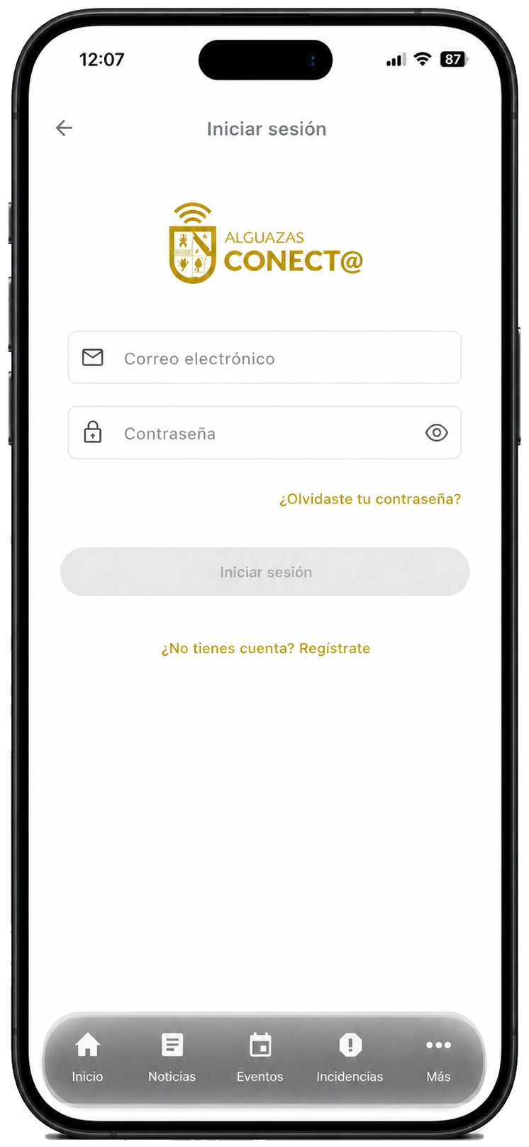 Pantalla para iniciar sesión