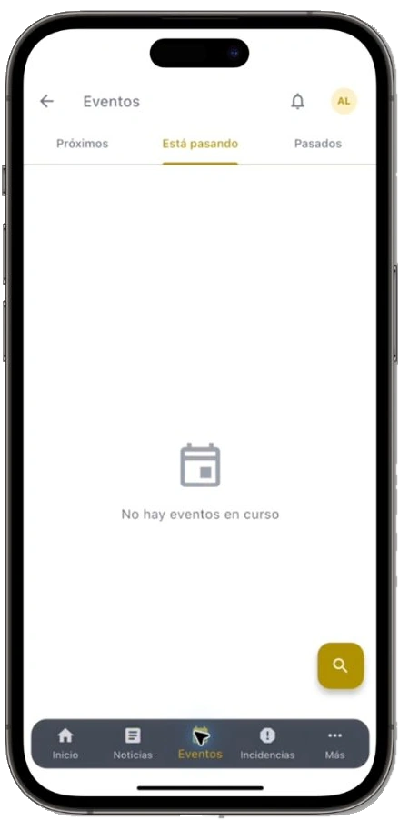 Pestaña sin eventos en curso