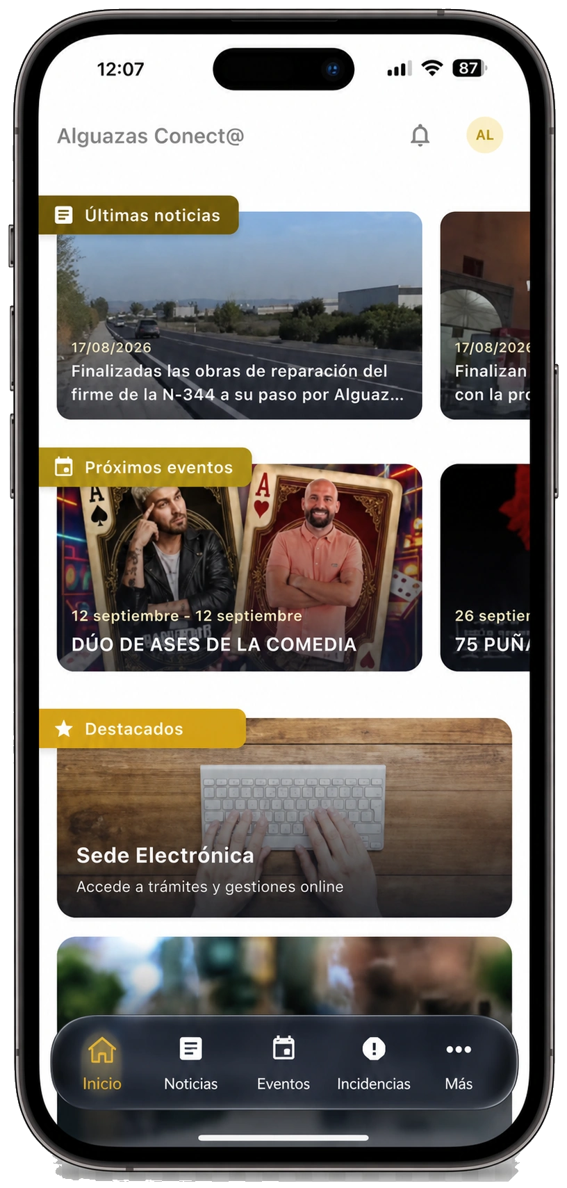 Sección Destacados de la pantalla de inicio
