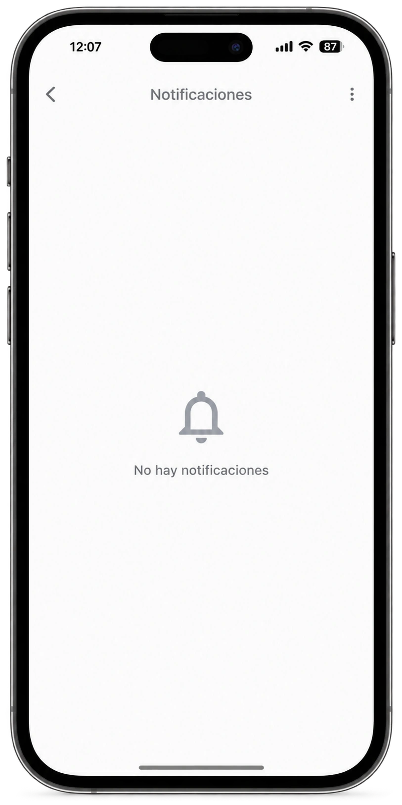 Centro de notificaciones sin avisos pendientes